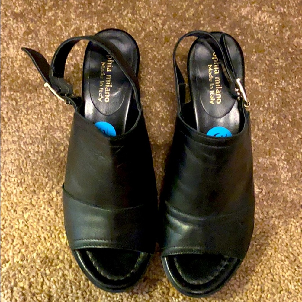 Sophia Milano all leather black mules